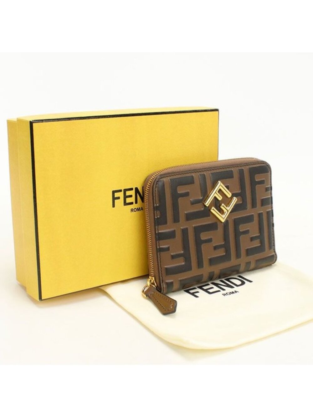 Fendi FF Diamond Bifold Wallet Calfskin